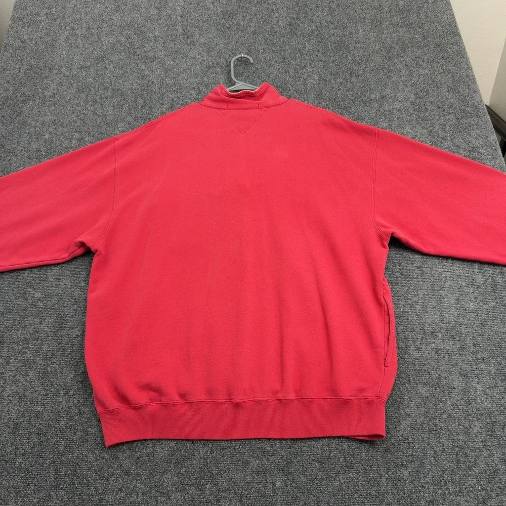 Vintage Tommy Hilfiger Sweatshirt Men L Red Cotton Quarter Zip Outdoors Gorpcore